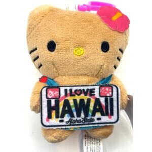 Sanrio Hello Kitty Tan "I Love Hawaii" Bag Charm, Pendant, Keychain, Plush - New
